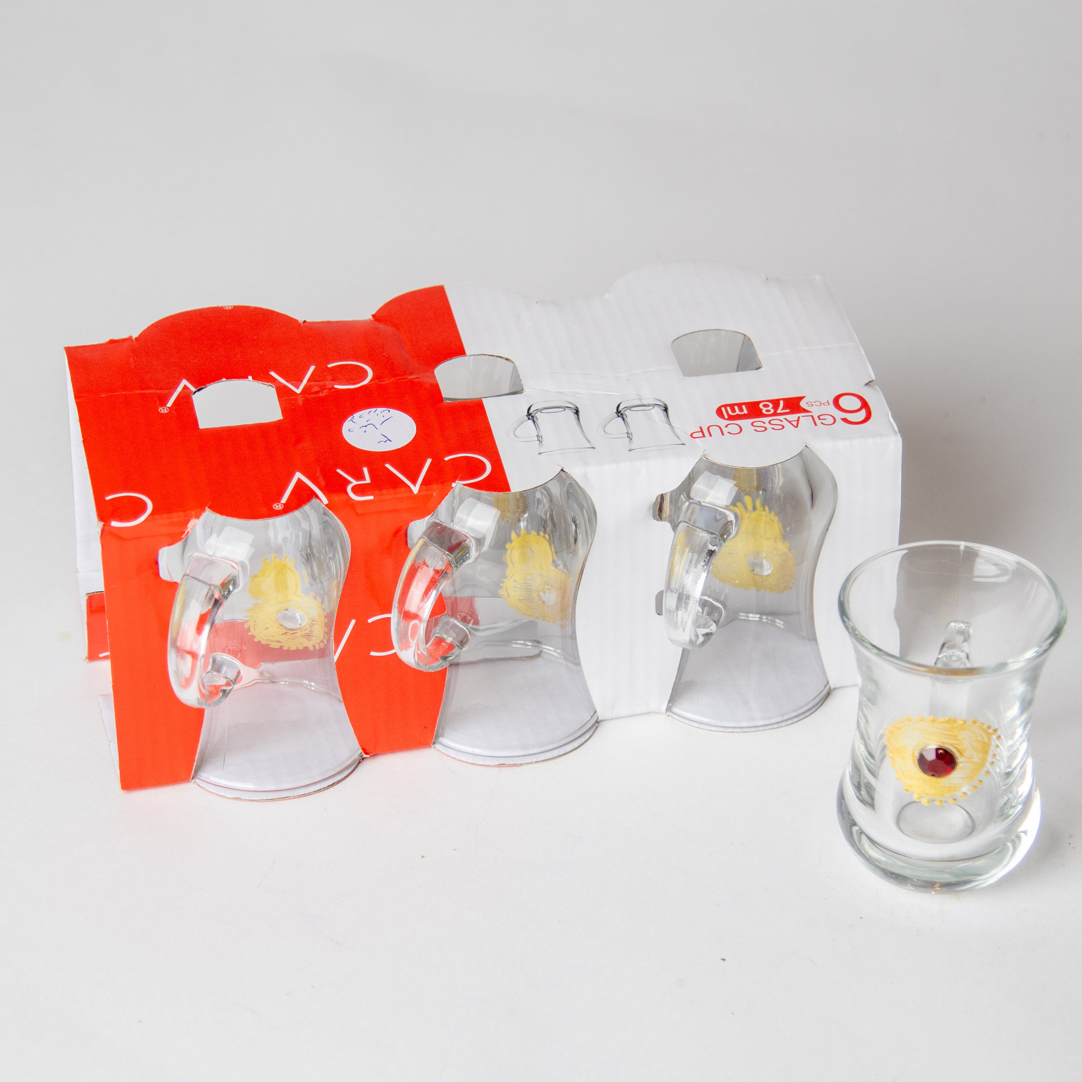 طقم ضيافة شفافة بنقشة الذهب