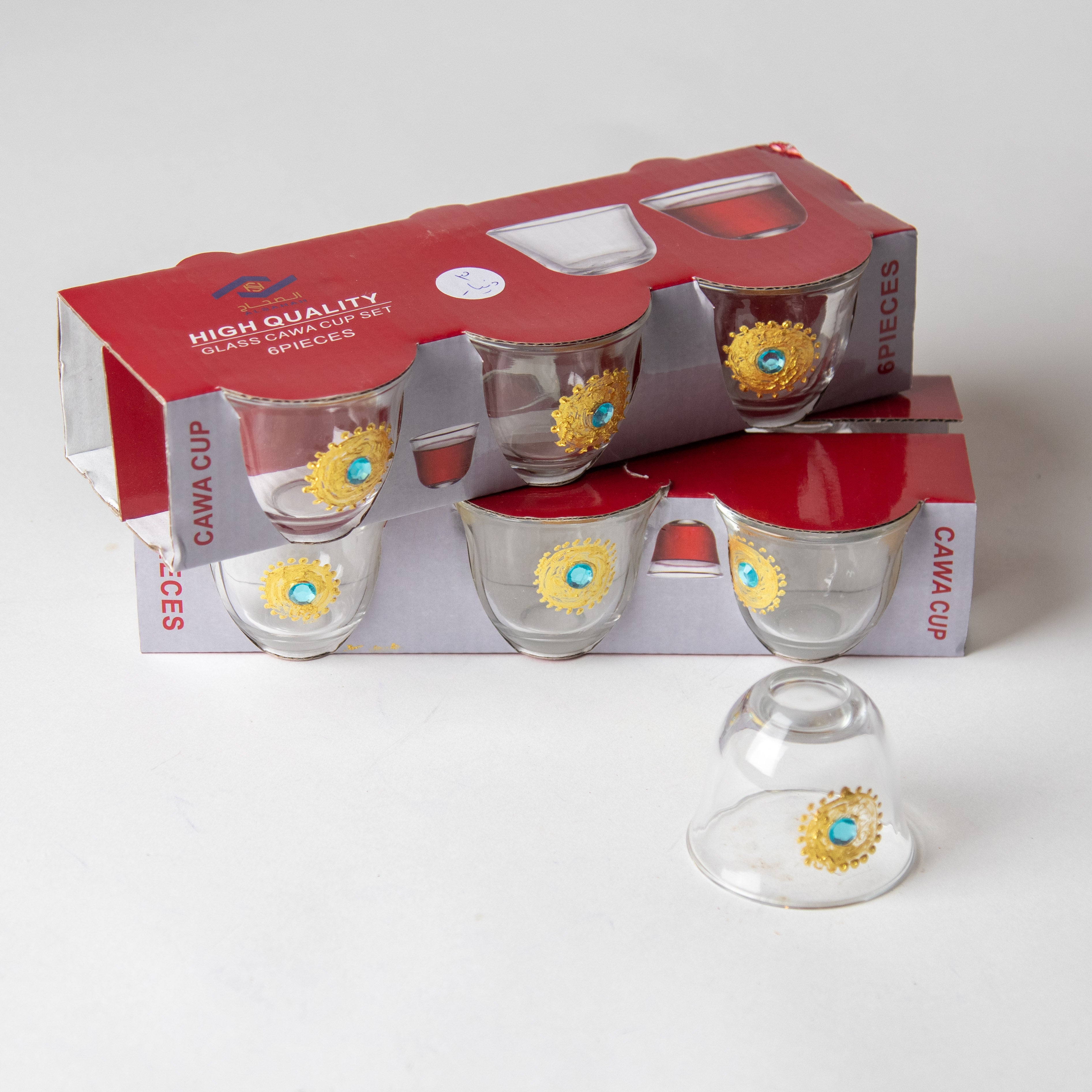 طقم ضيافة شفافة بنقشة الذهب