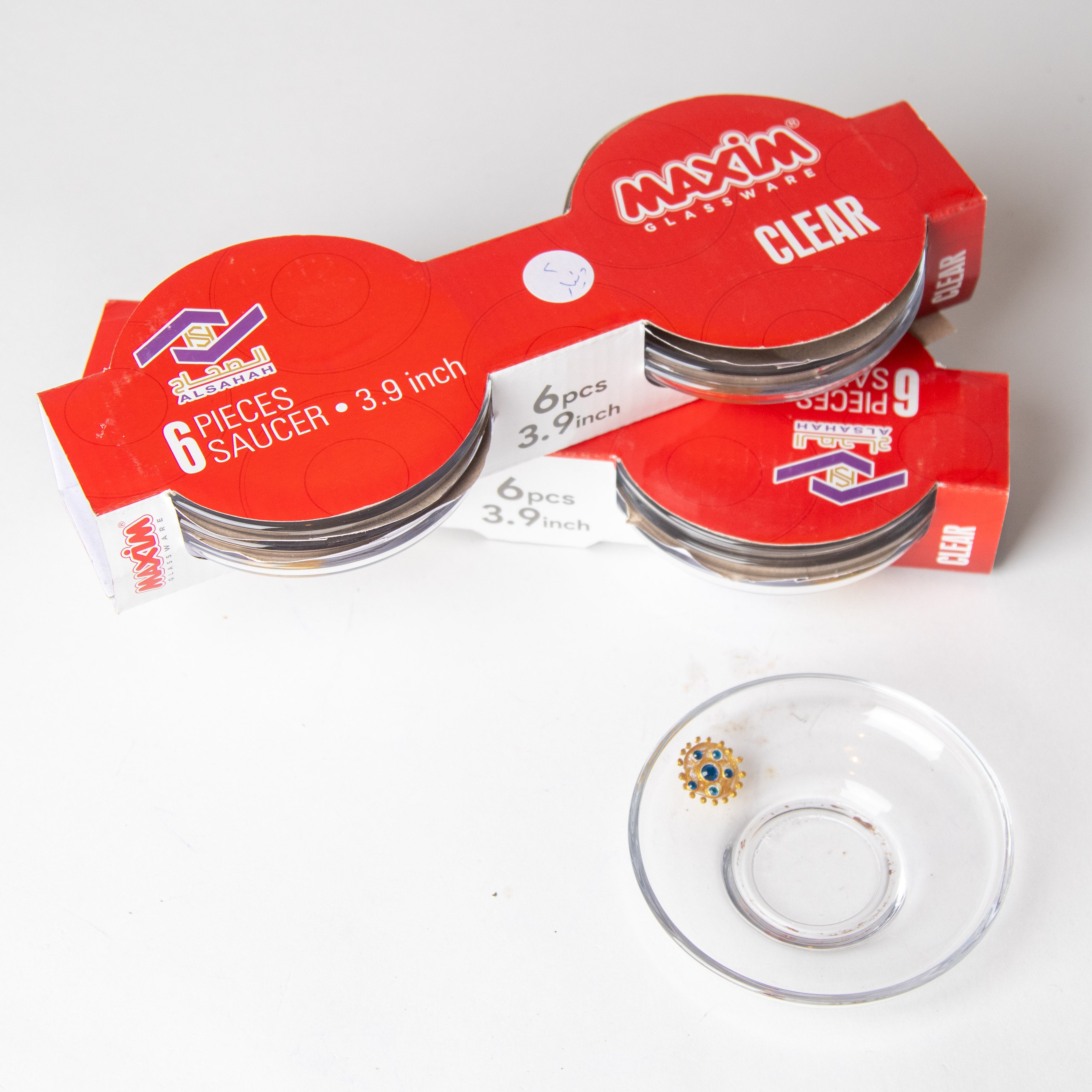 طقم ضيافة شفافة بنقشة الذهب