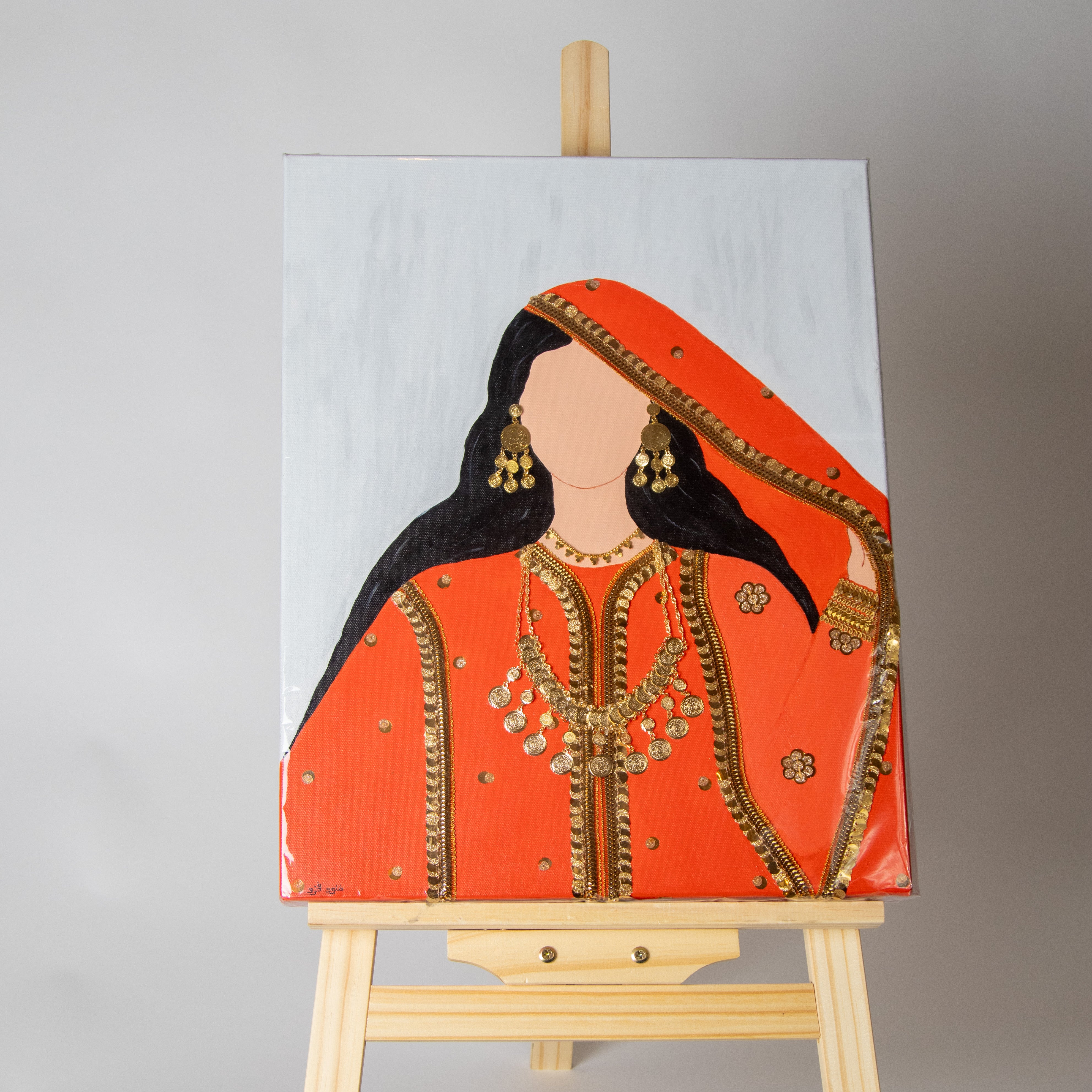 لوحة تراثية ثوب نشل برتقالي