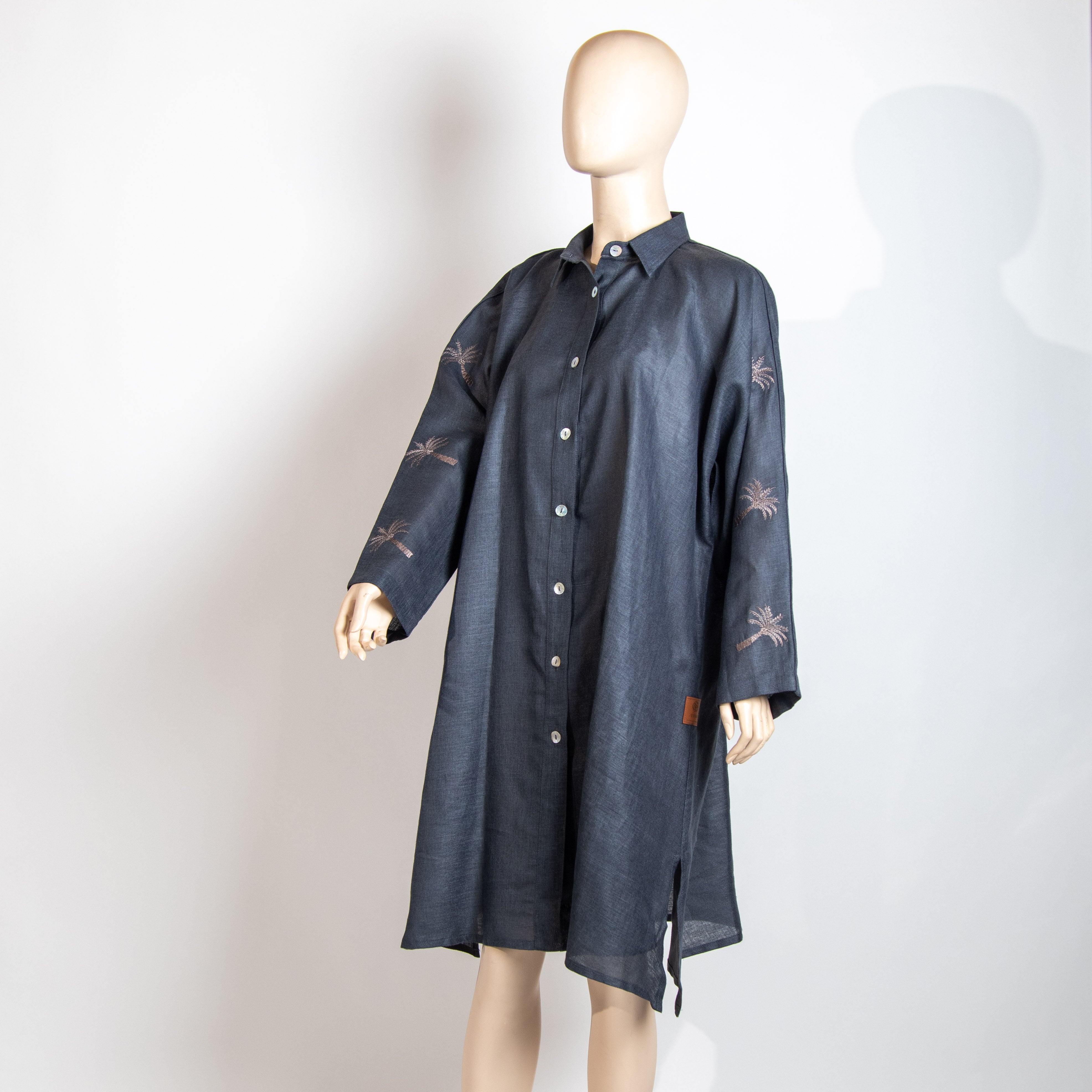 قميص طويل بقماش اللينن