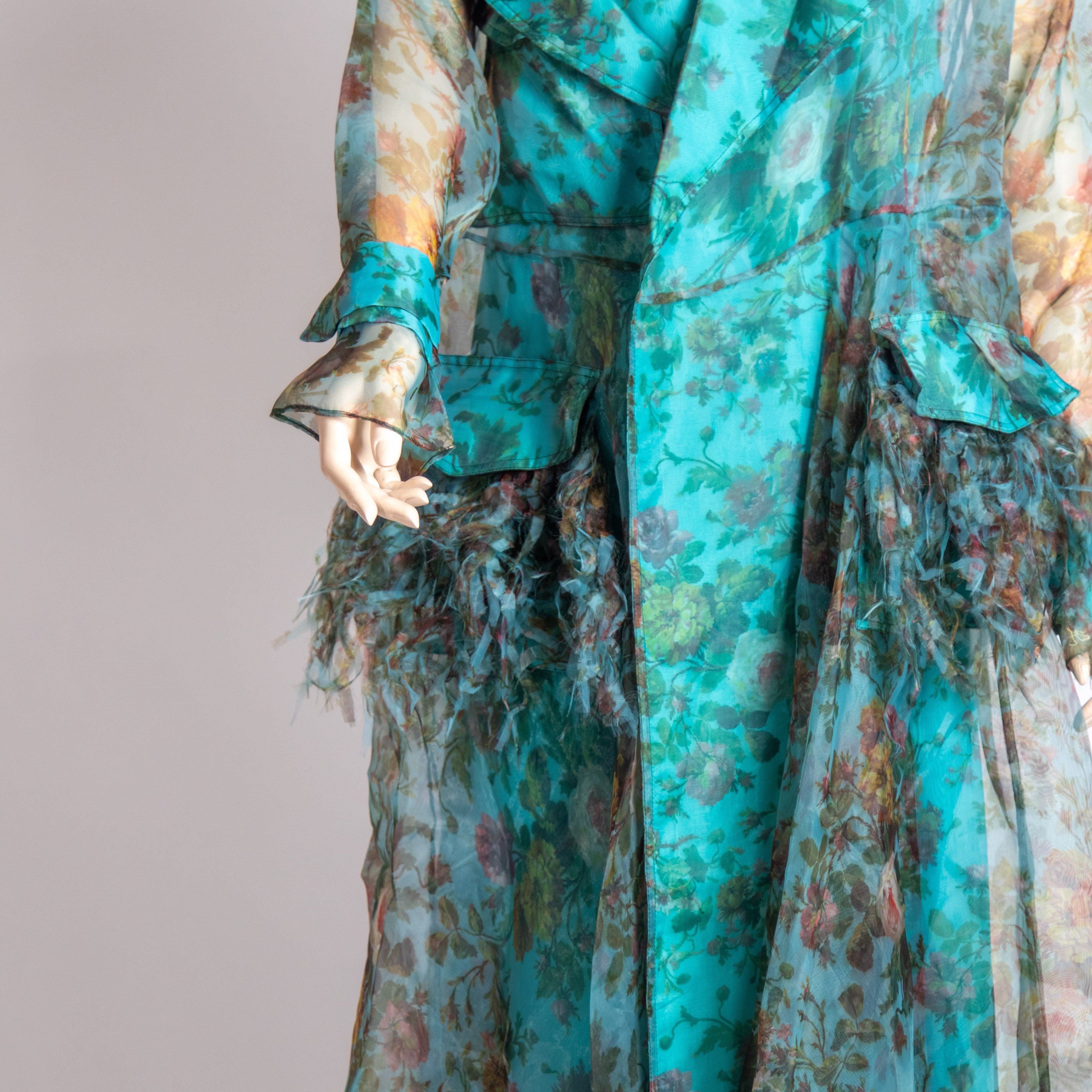 فستان مع حزام باللون التركوازي