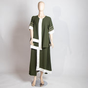 جلابية زيتية مع أبيض