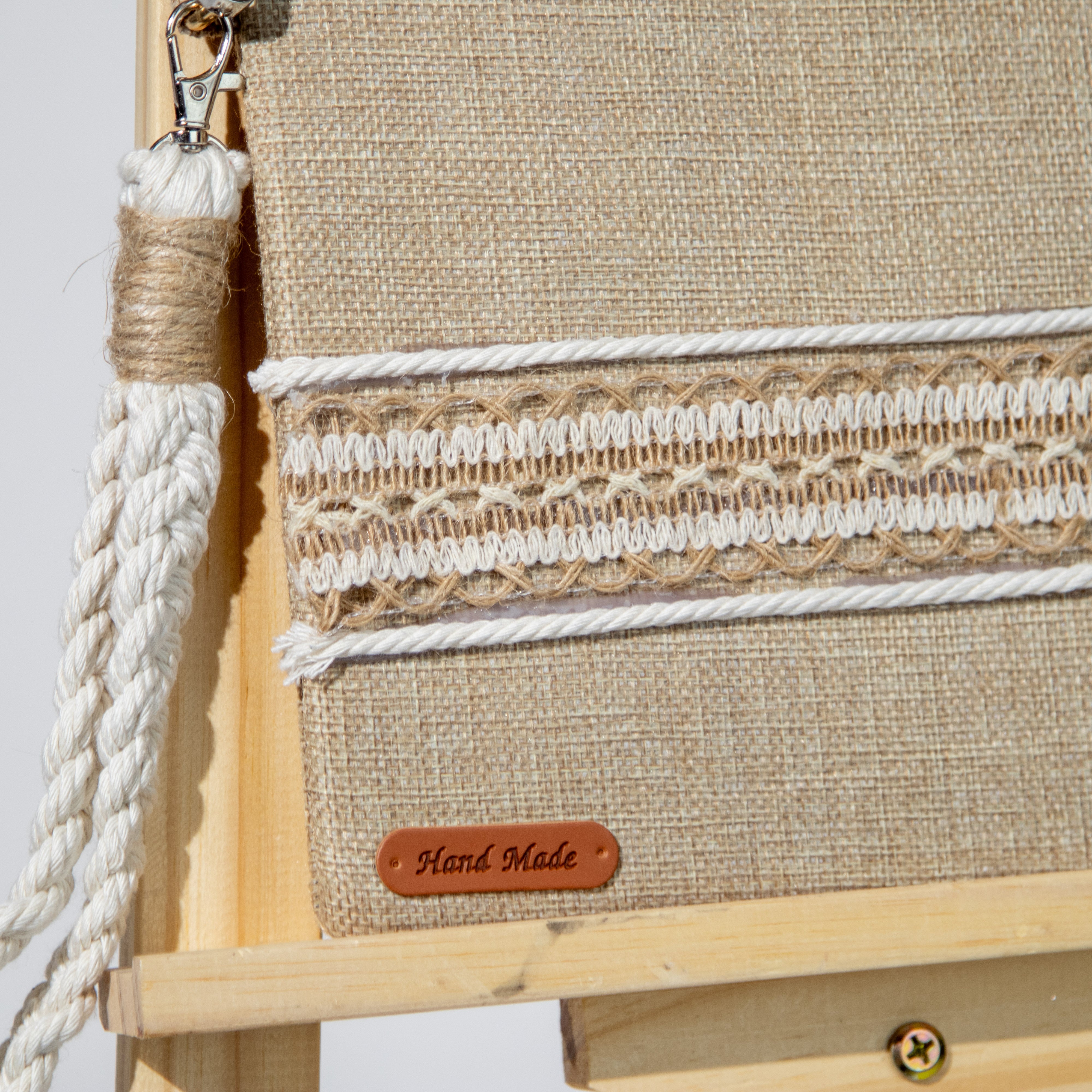 شنطة خيش بذراع مكرمية رفيع