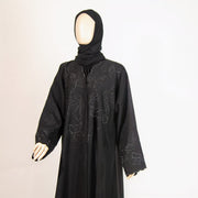 عباية سوداء تطريز ورود من الأعلى