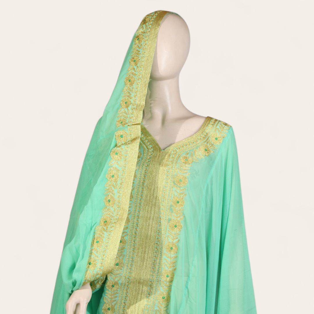 ثوب كورار تيفاني مع تطريز ذهبي