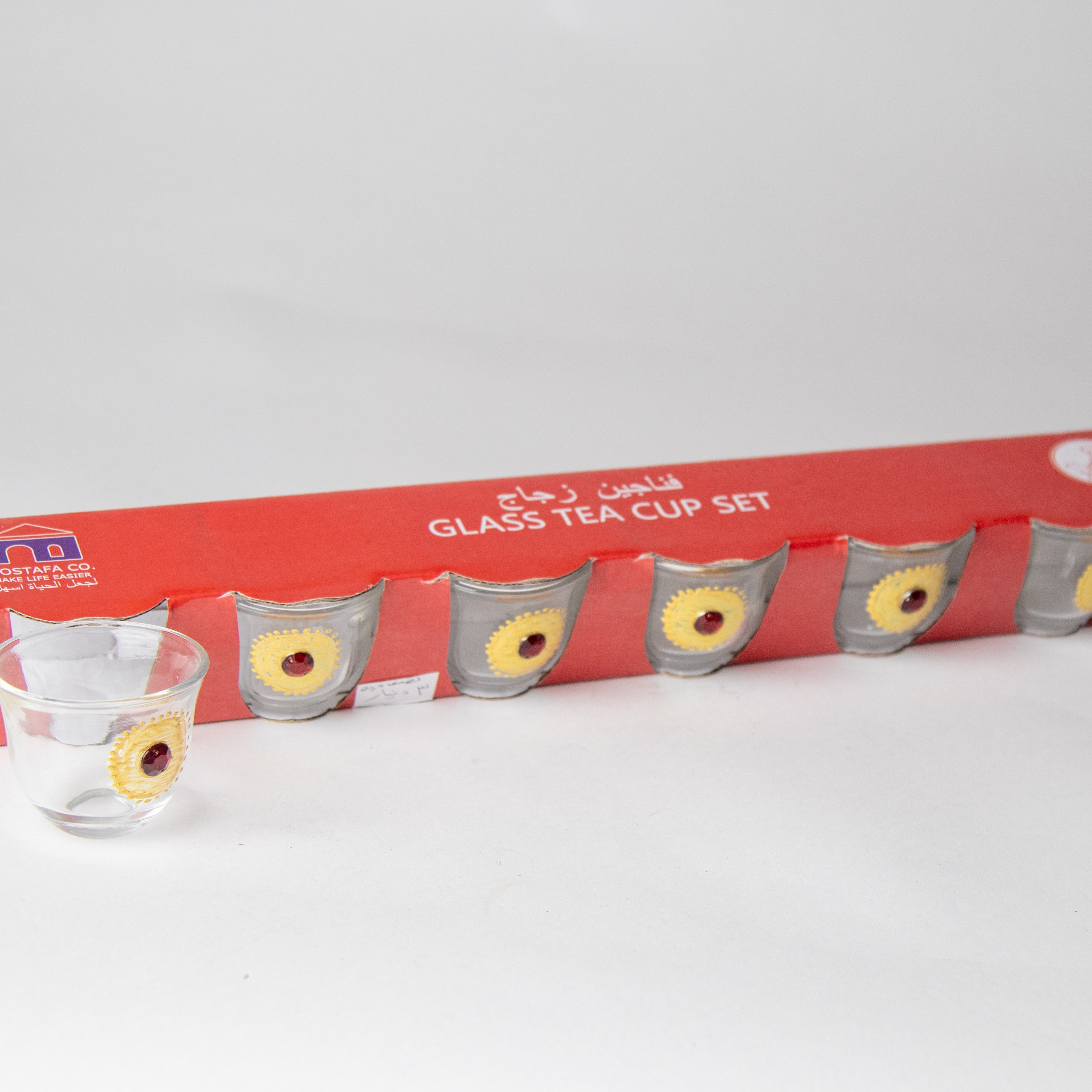 طقم ضيافة شفافة بنقشة الذهب