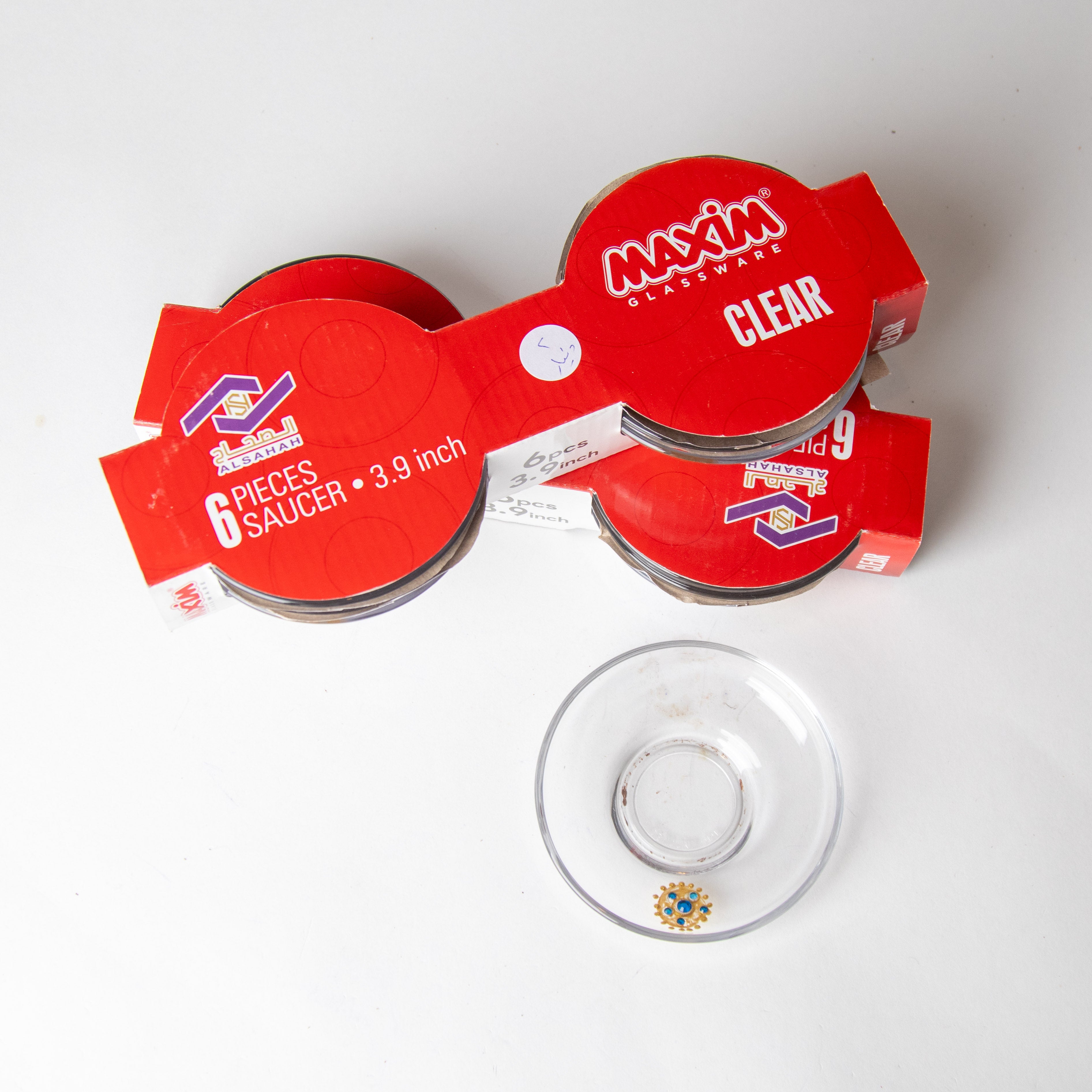 طقم ضيافة شفافة بنقشة الذهب