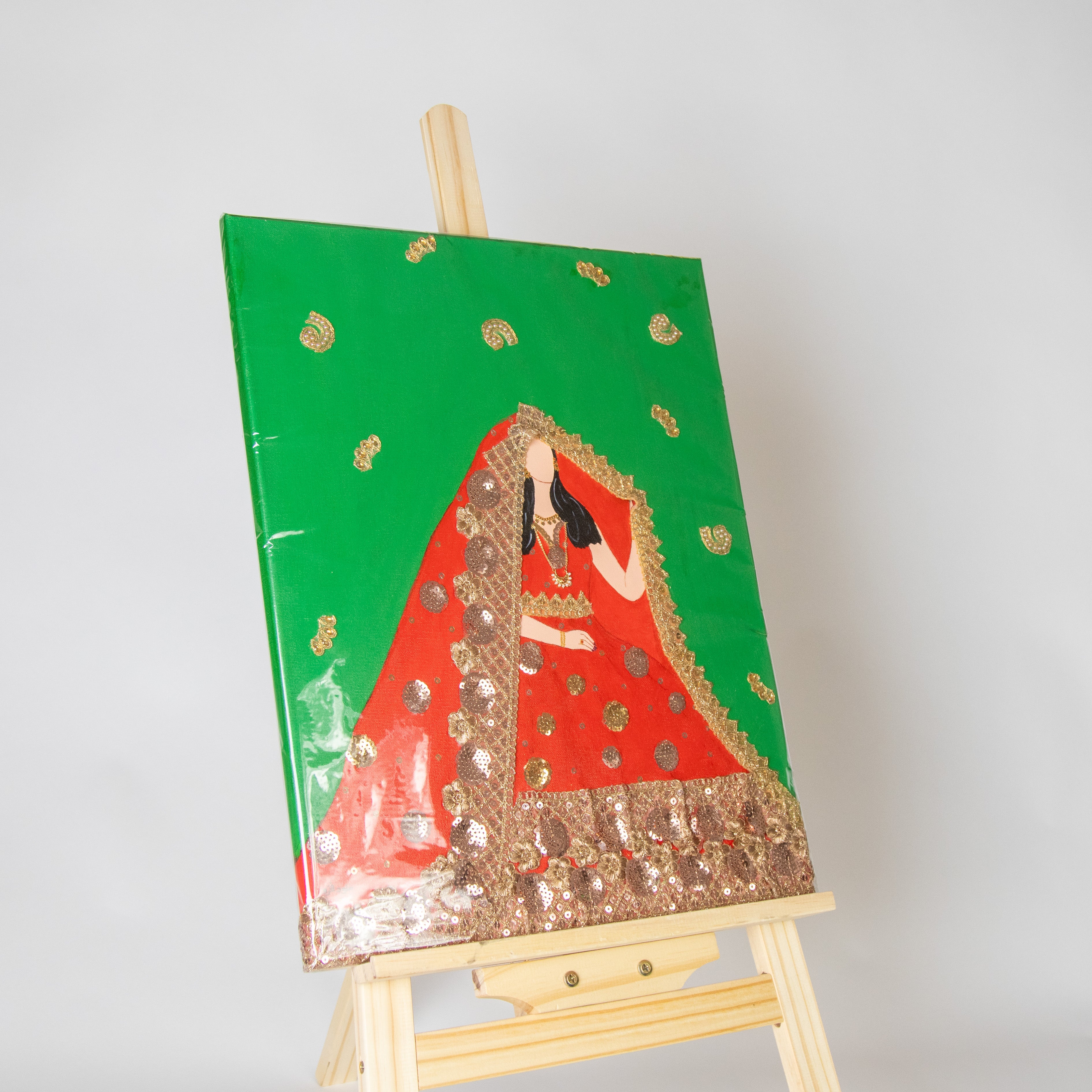 لوحة تراثية بالثوب الأحمر