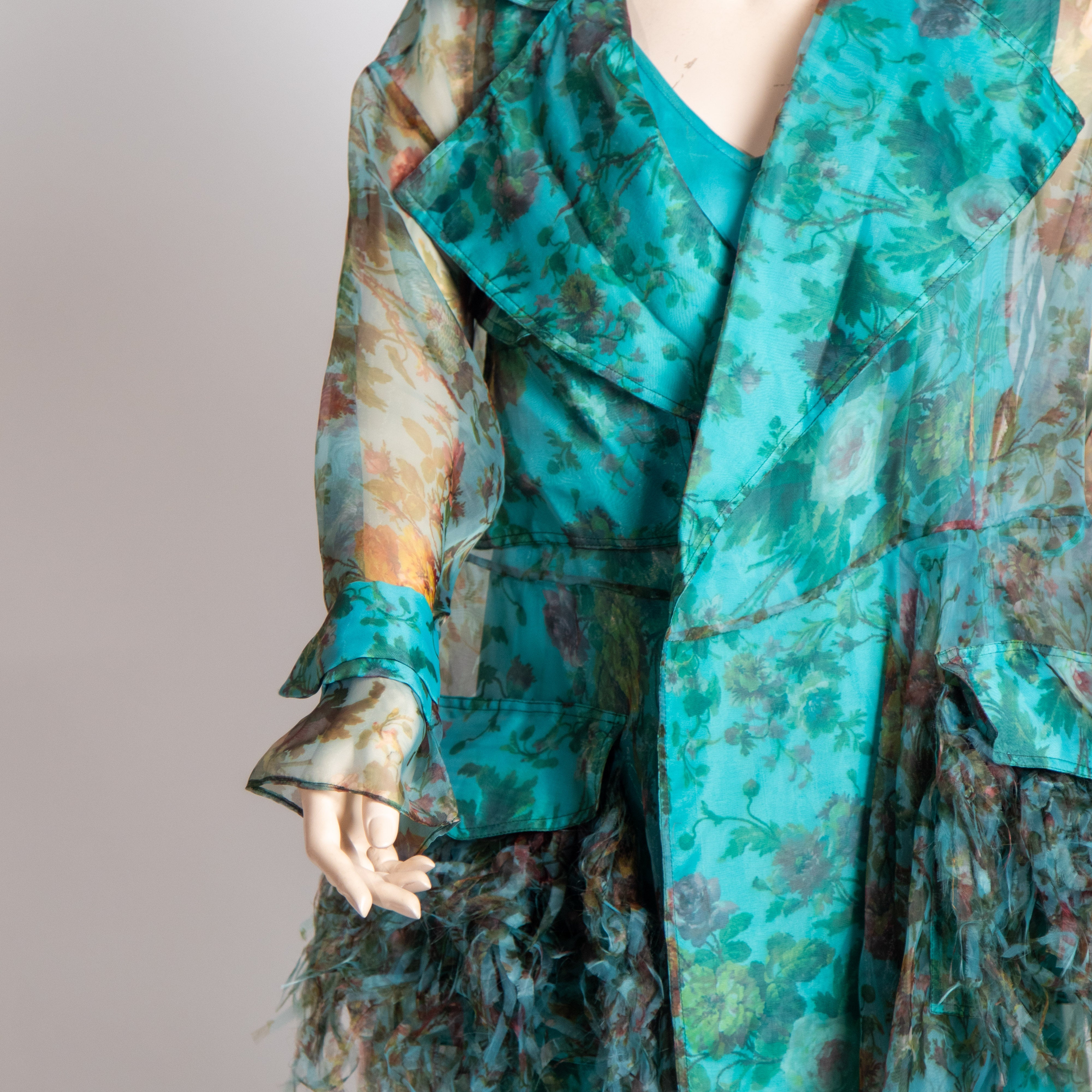 فستان مع حزام باللون التركوازي