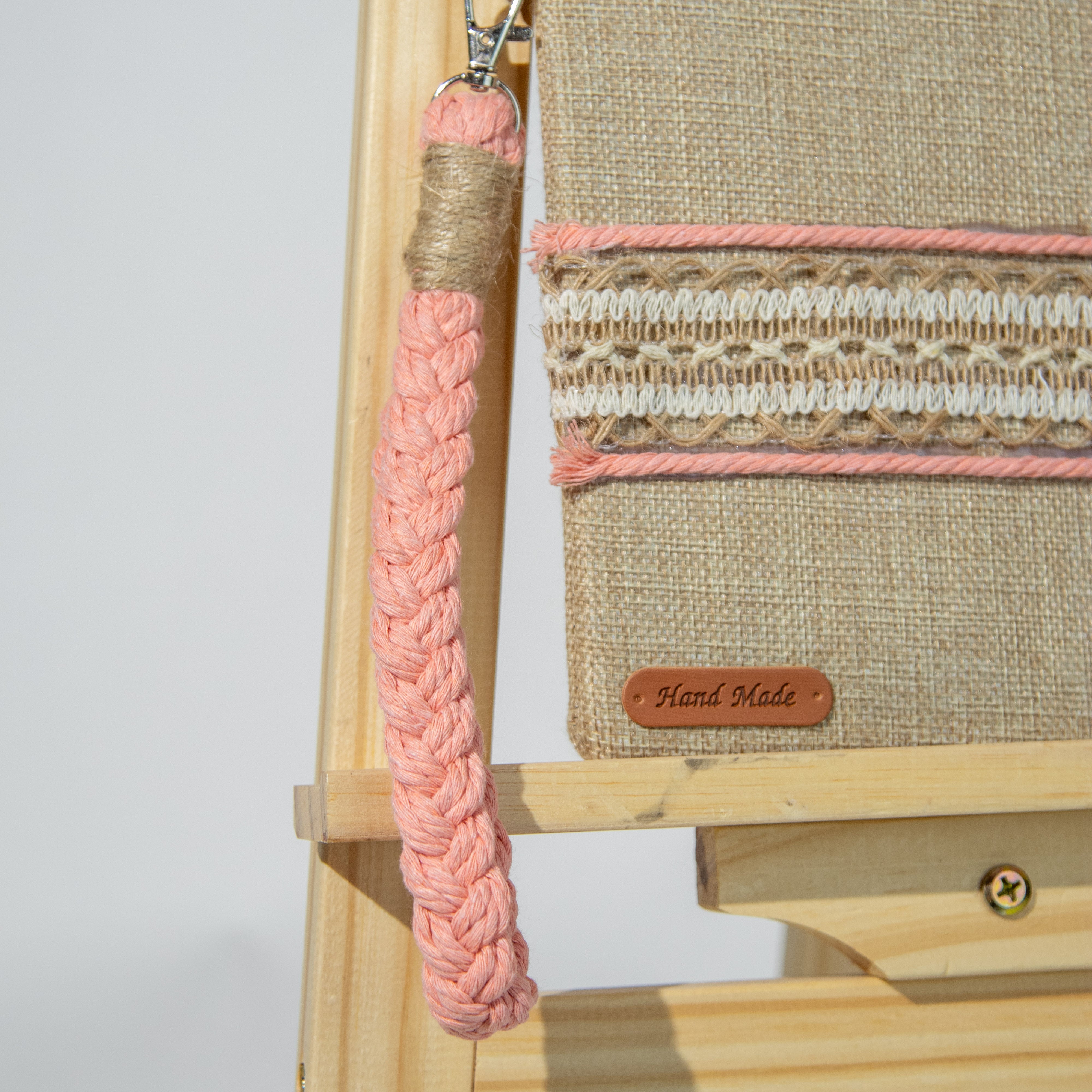 شنطة خيش بذراع مكرمية رفيع