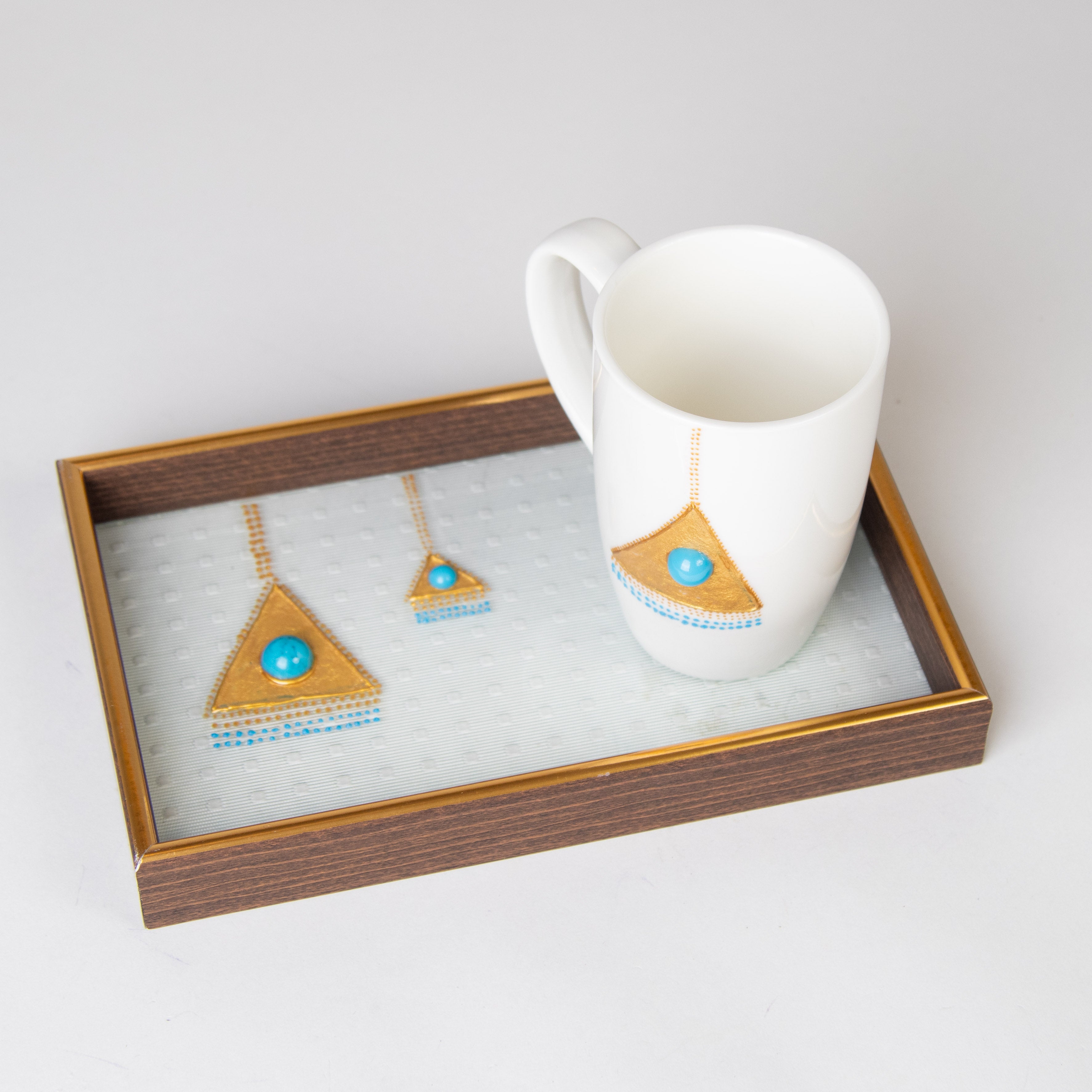 طقم كوب مع صينية تقديم